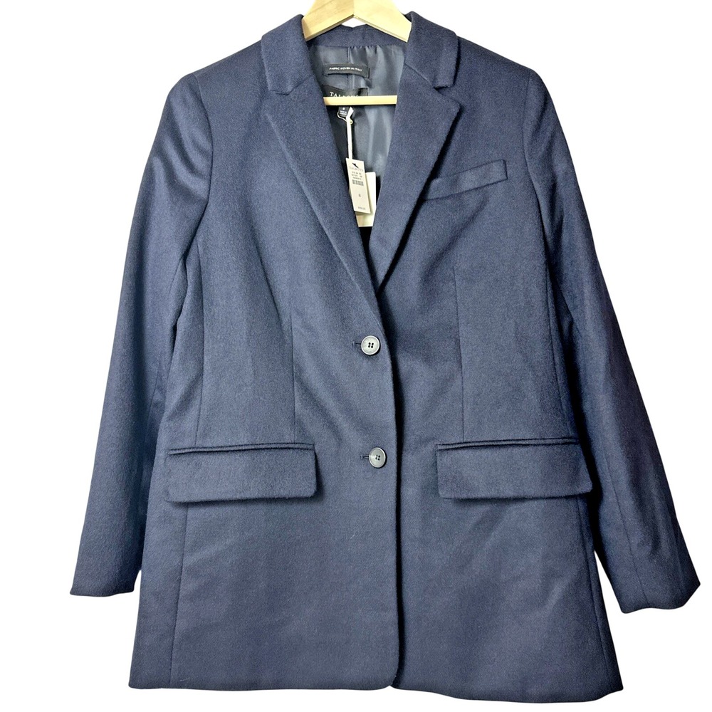 Talbots Womens Blazer Size 8 Navy Wool Italian Fabric 2 Button Lined NWT